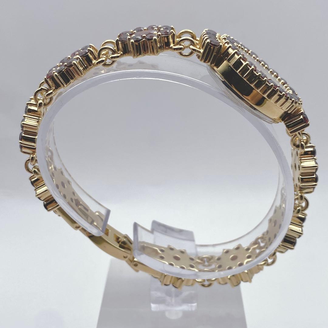 希少　D.M Buxton ホワイトシェル文字盤 ガーネット装飾 ブレスウォッチ