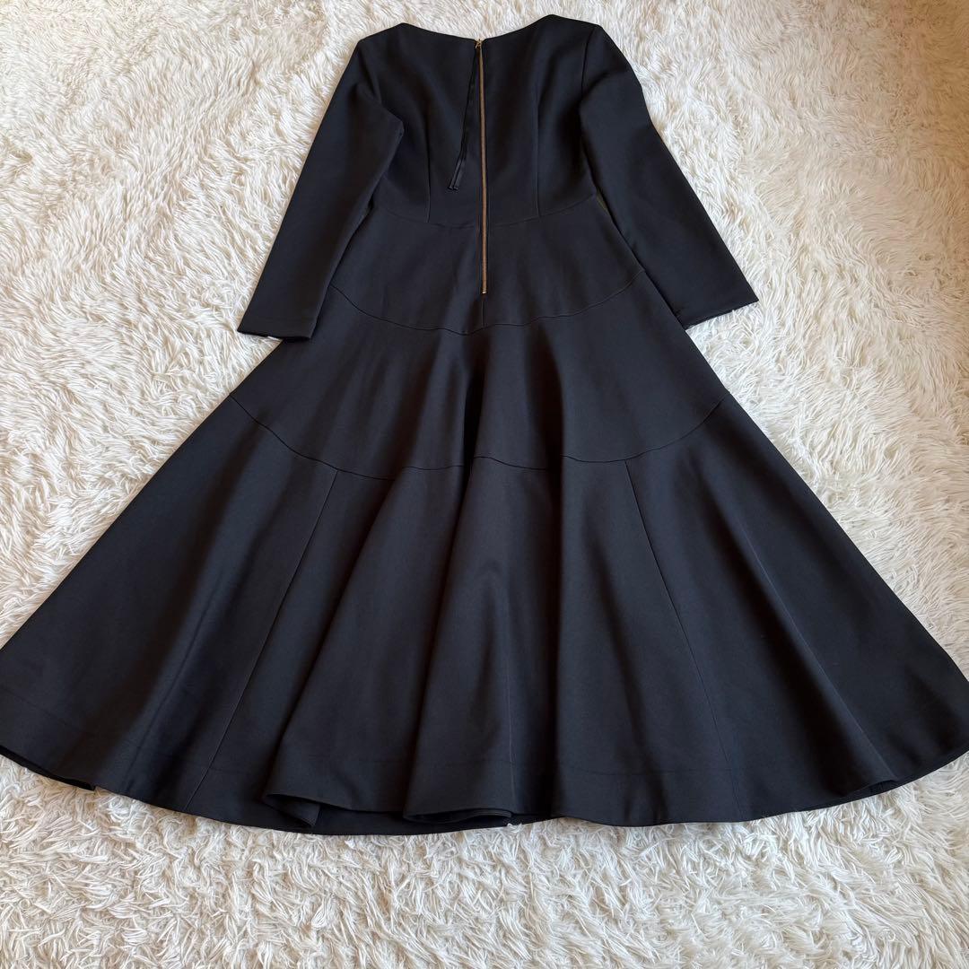 24AW最新モデル/定価3.6万 ジェンヌ オードリーフレアワンピース L 黒
