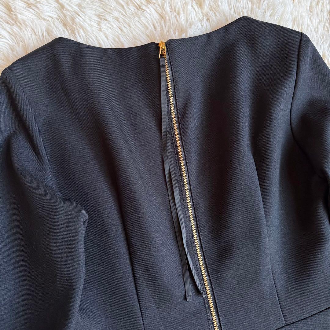 24AW最新モデル/定価3.6万 ジェンヌ オードリーフレアワンピース L 黒