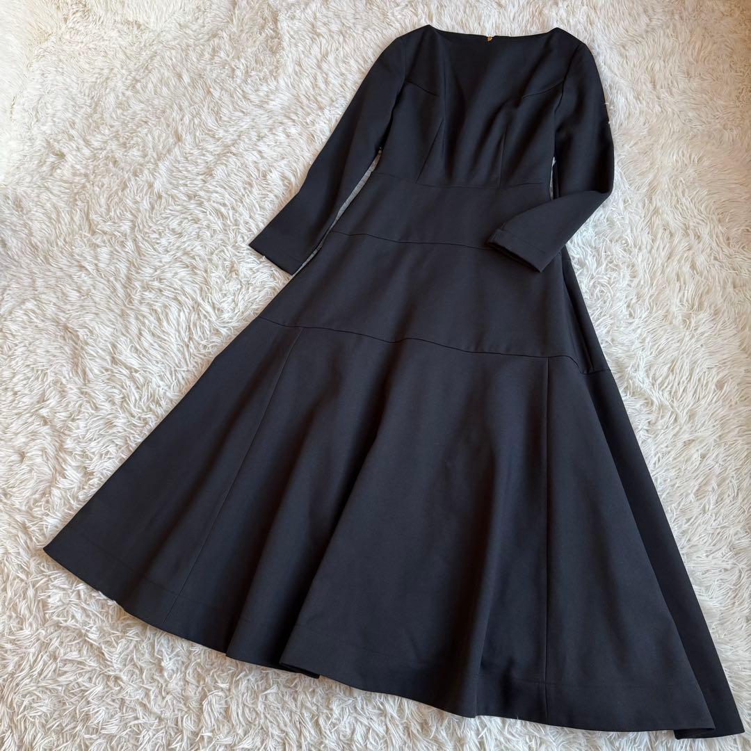 24AW最新モデル/定価3.6万 ジェンヌ オードリーフレアワンピース L 黒
