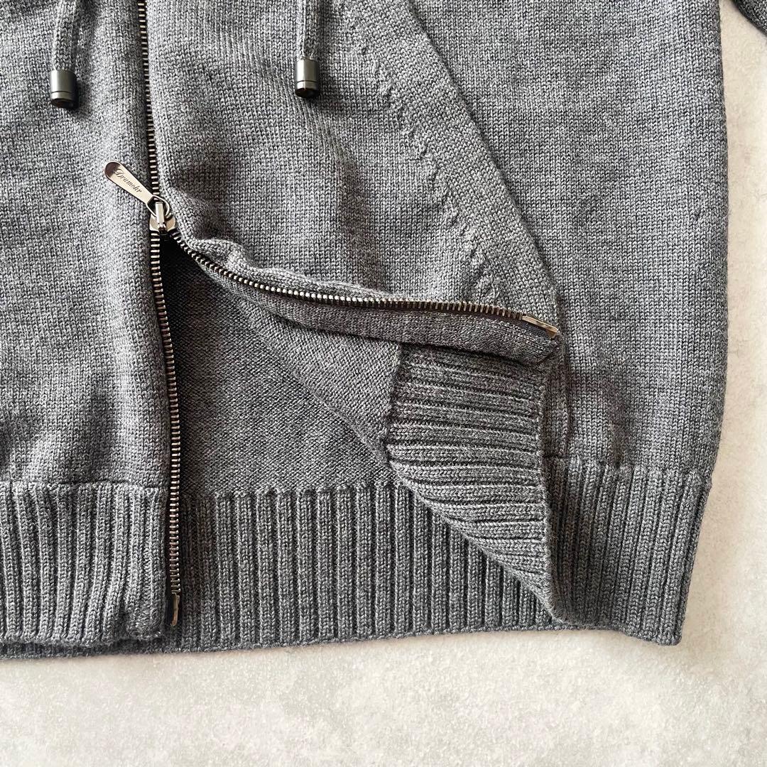 Drumohr ニットパーカー ダブルジップ グレー イタリア製 44 ウール