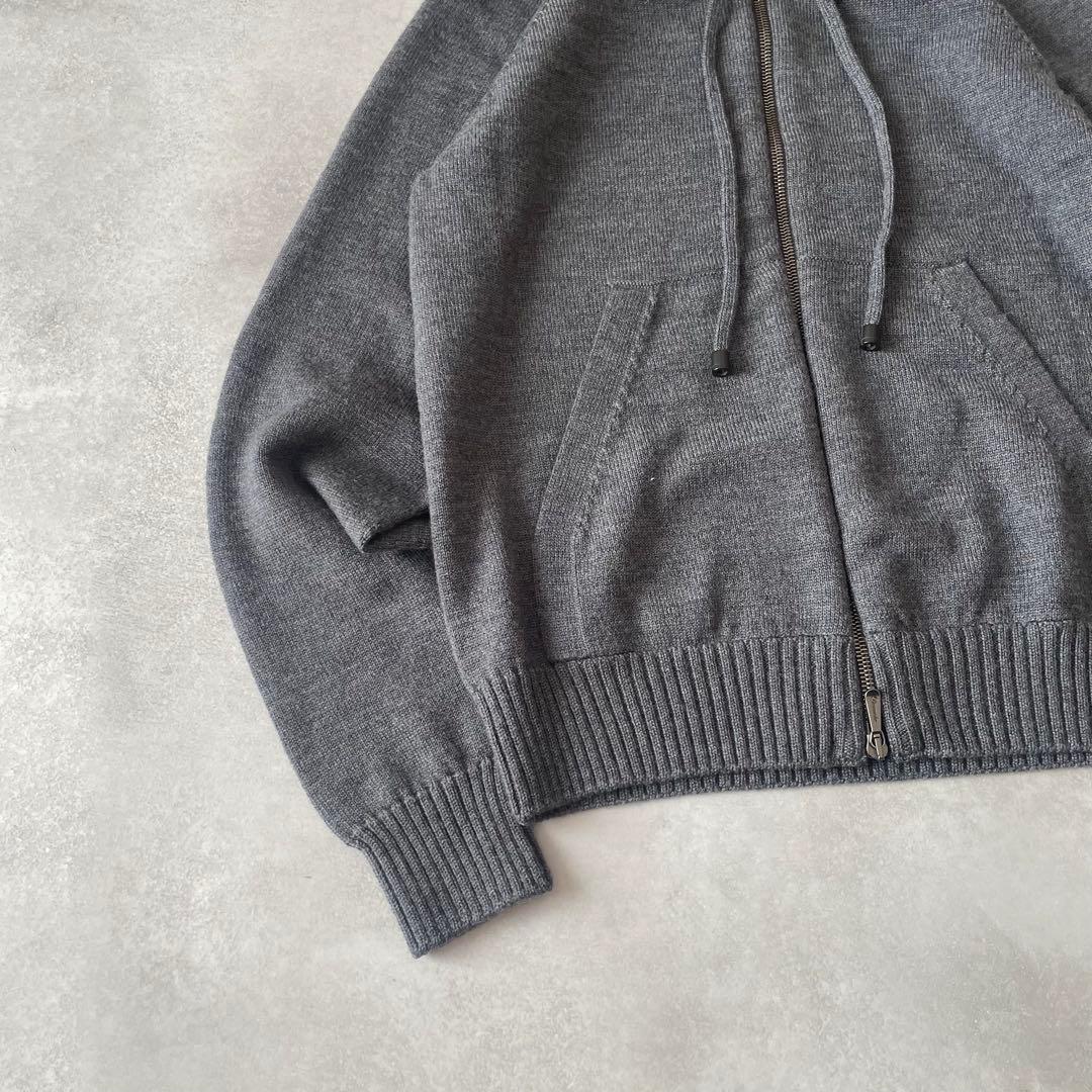 Drumohr ニットパーカー ダブルジップ グレー イタリア製 44 ウール