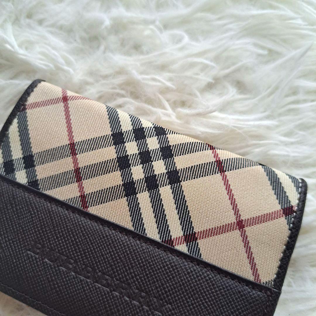 【未使用級】【バーバリー】ノバチェック レザー キャンバス名刺入れ カードケース