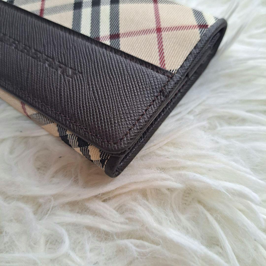 【未使用級】【バーバリー】ノバチェック レザー キャンバス名刺入れ カードケース