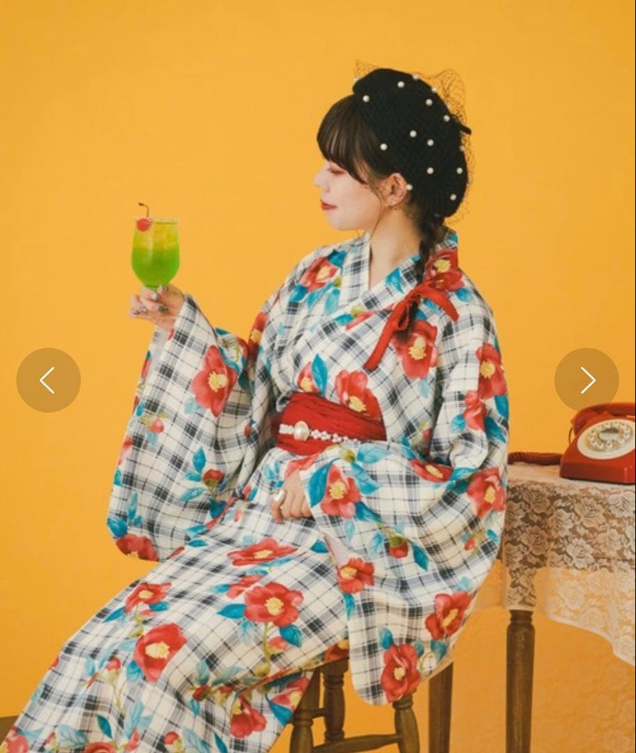 【1000円値下げ中】クティール 椿柄 浴衣・帯セット【9/30まで】