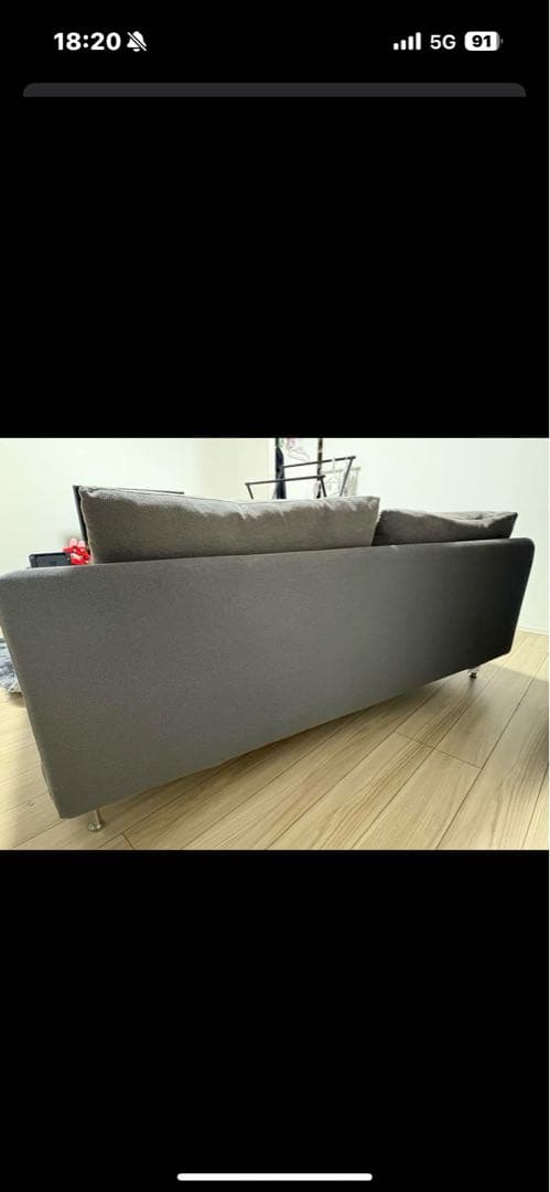 【けい】IKEA ソーデルハムン 3人掛け ソファ ダークグレー