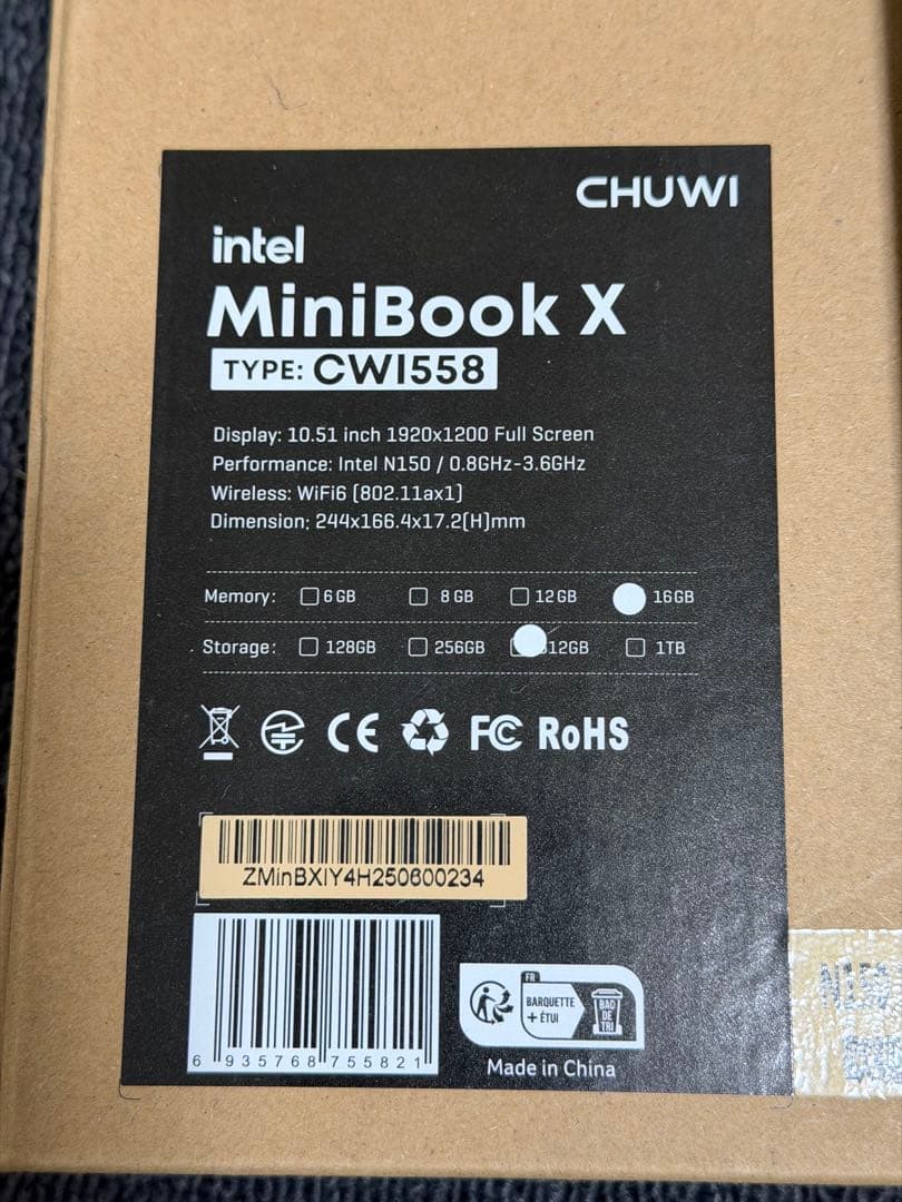 CHUWI MiniBook X N150 16GB 512GB ノートPC