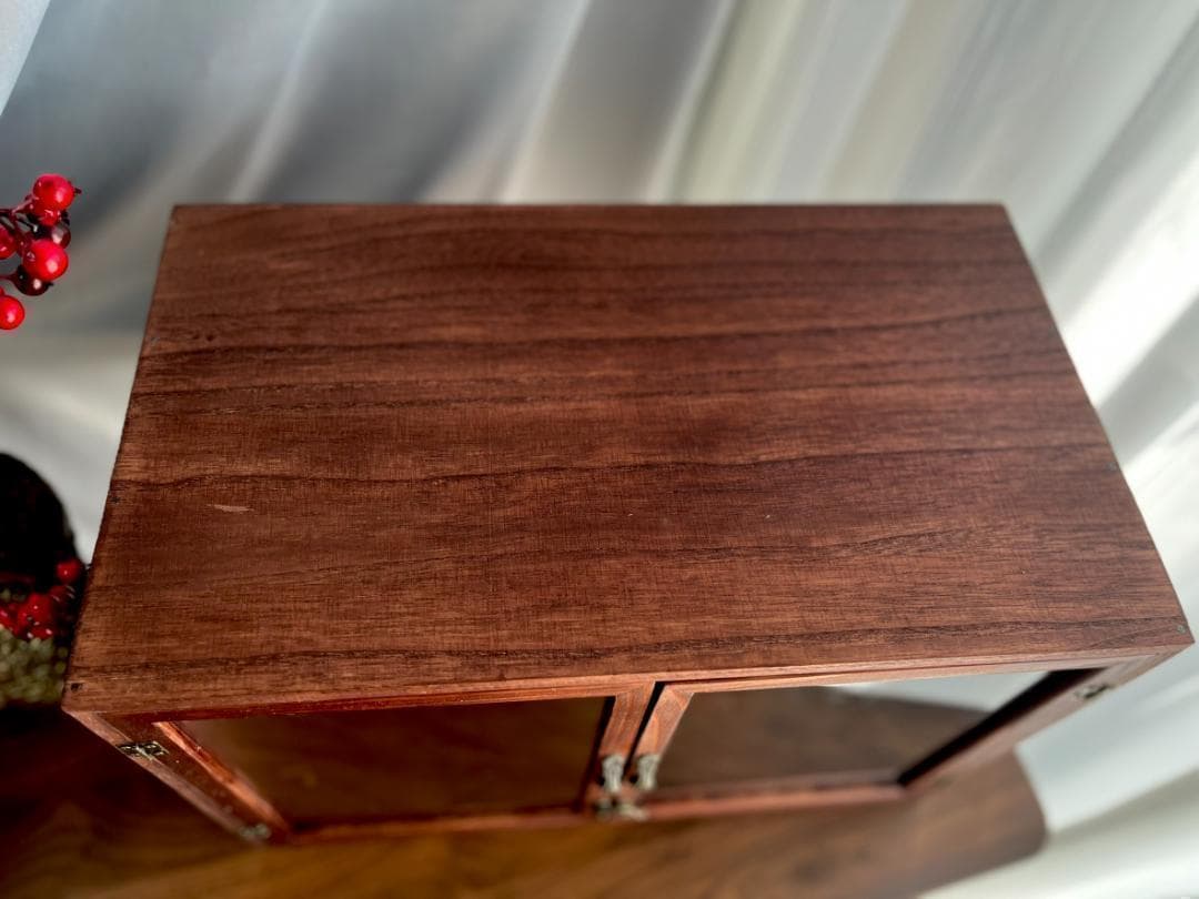 アンティーク調　木製キャビネット　カウンター　収納ボックス　古道具 ガラスケース