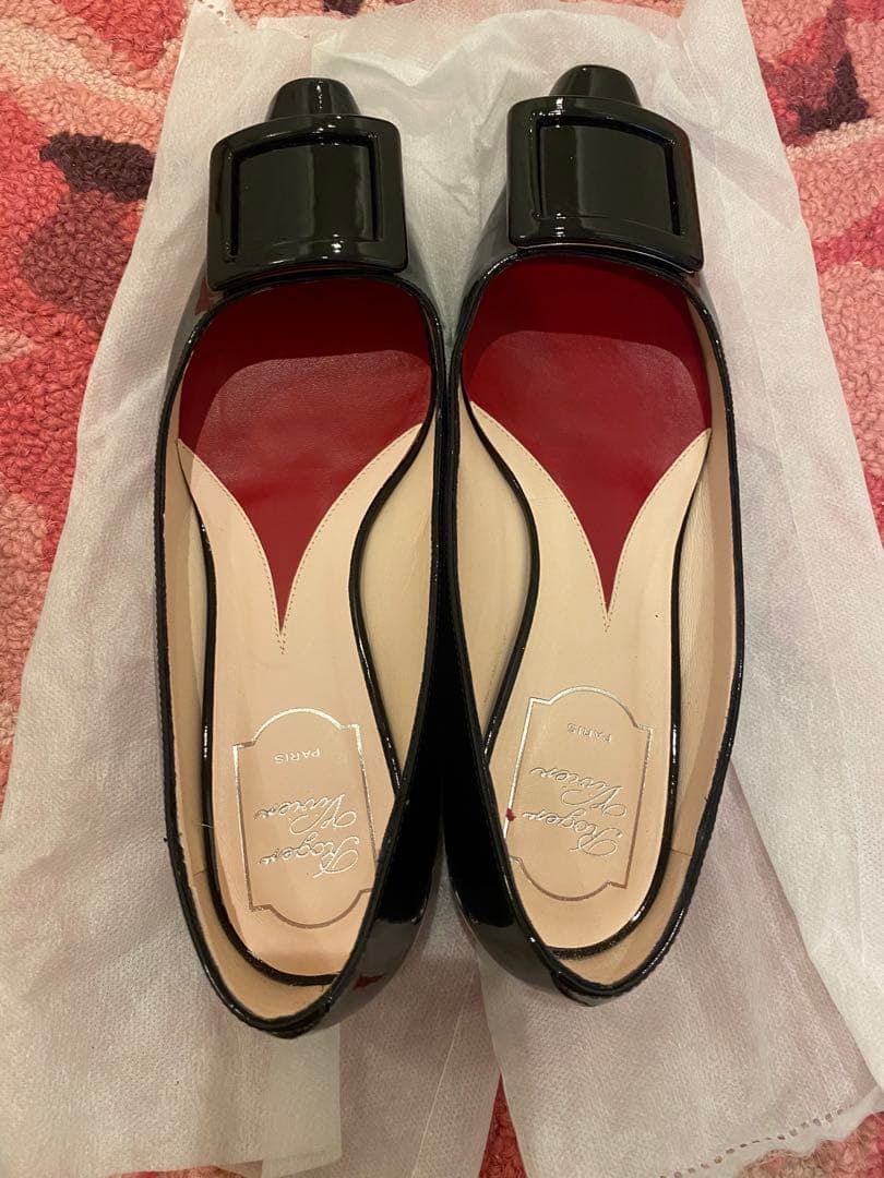 ⭐︎masu⭐︎ ジュエルヒールパテントレザー バレリーナ　38ハーフ