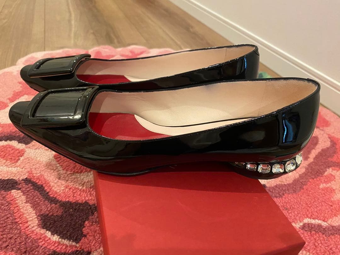 ⭐︎masu⭐︎ ジュエルヒールパテントレザー バレリーナ　38ハーフ