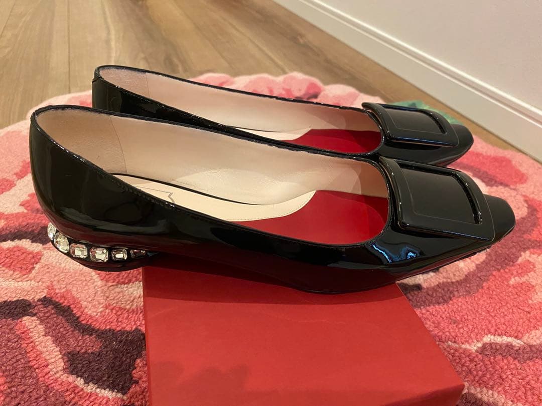 ⭐︎masu⭐︎ ジュエルヒールパテントレザー バレリーナ　38ハーフ