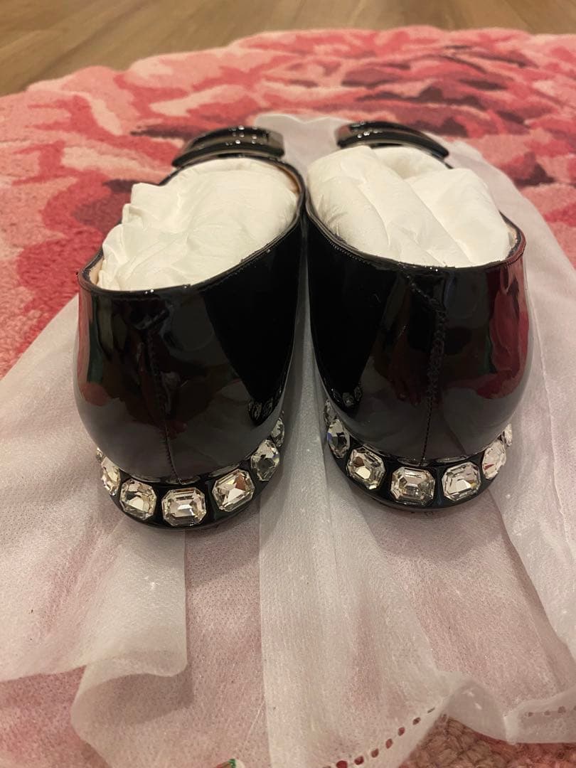 ⭐︎masu⭐︎ ジュエルヒールパテントレザー バレリーナ　38ハーフ