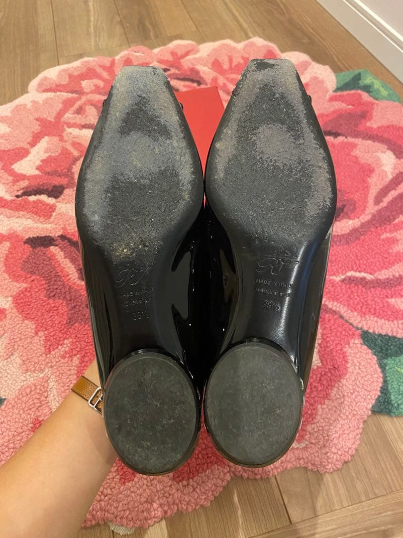 ⭐︎masu⭐︎ ジュエルヒールパテントレザー バレリーナ　38ハーフ