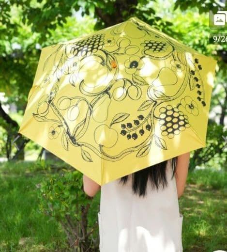 kuovi×utatane アラビアパラティッシ柄　折りたたみ日傘　イエロー