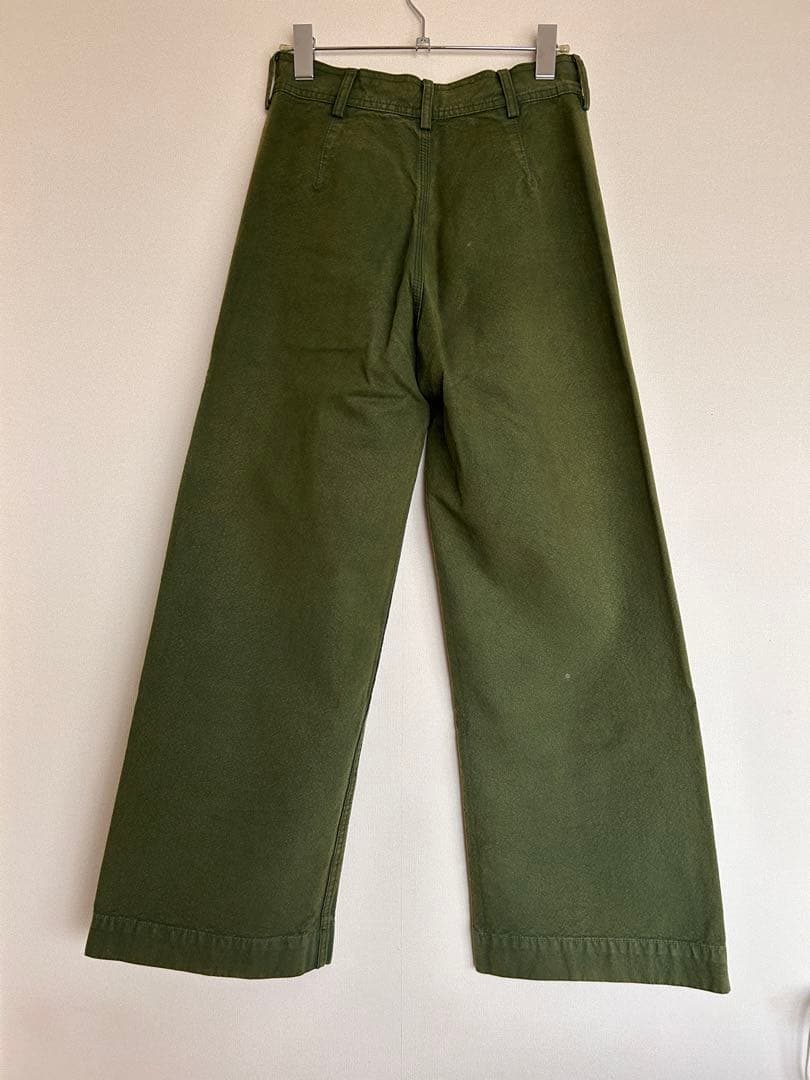 JESSE KAMM ハイウエスト ワイドレッグパンツ カーキ