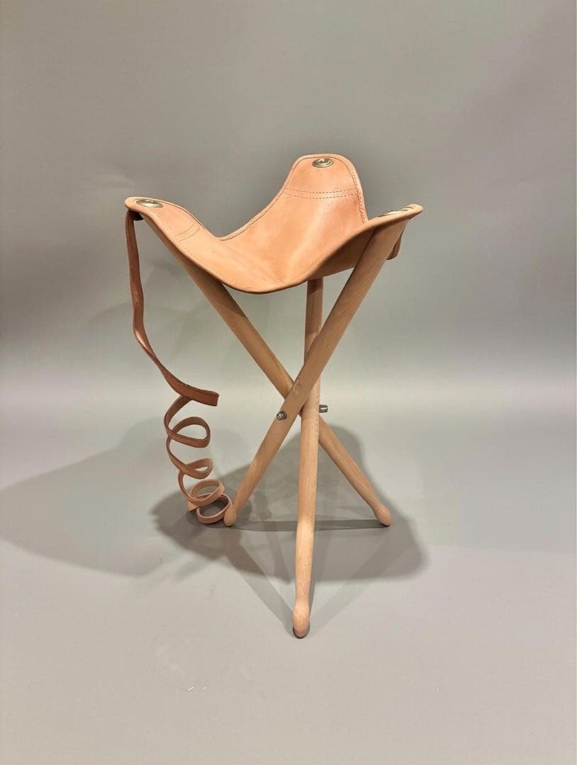 ヨーロッパ製ヌメ革折りたたみチェア　3脚