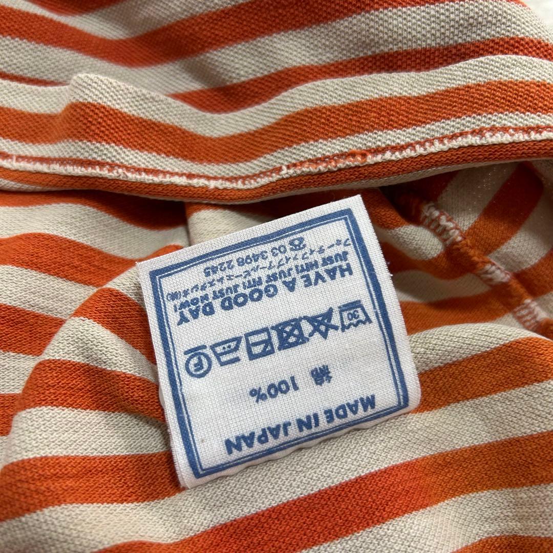 美品✨45R 縞カノコの馬ポロシャツ R刺繍 ロゴ ボーダー カットソー