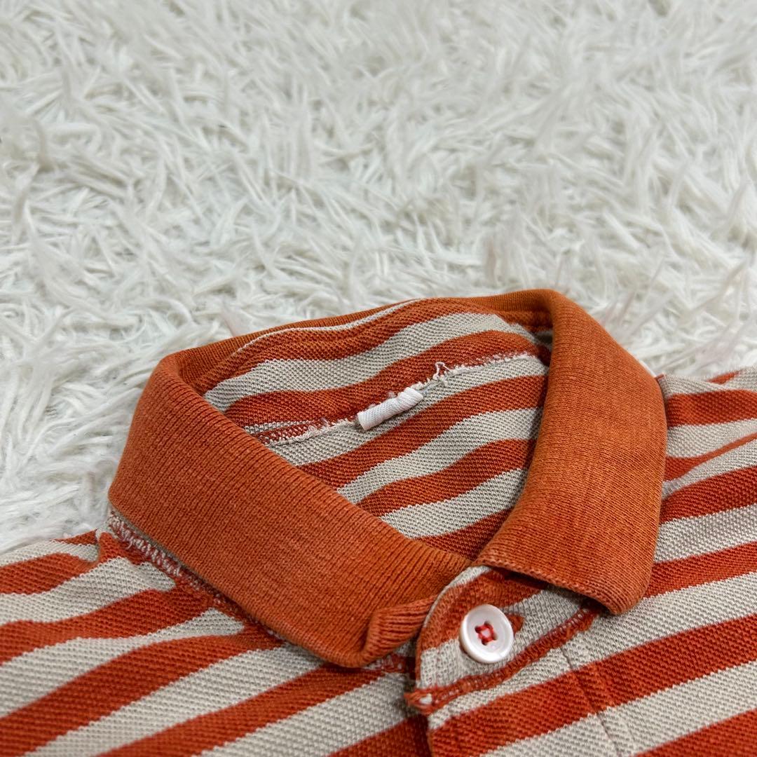 美品✨45R 縞カノコの馬ポロシャツ R刺繍 ロゴ ボーダー カットソー