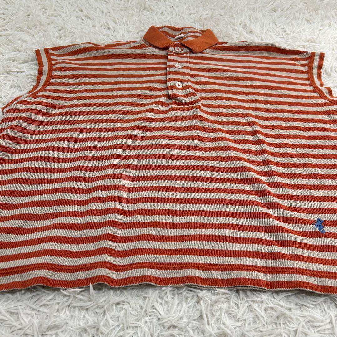 美品✨45R 縞カノコの馬ポロシャツ R刺繍 ロゴ ボーダー カットソー