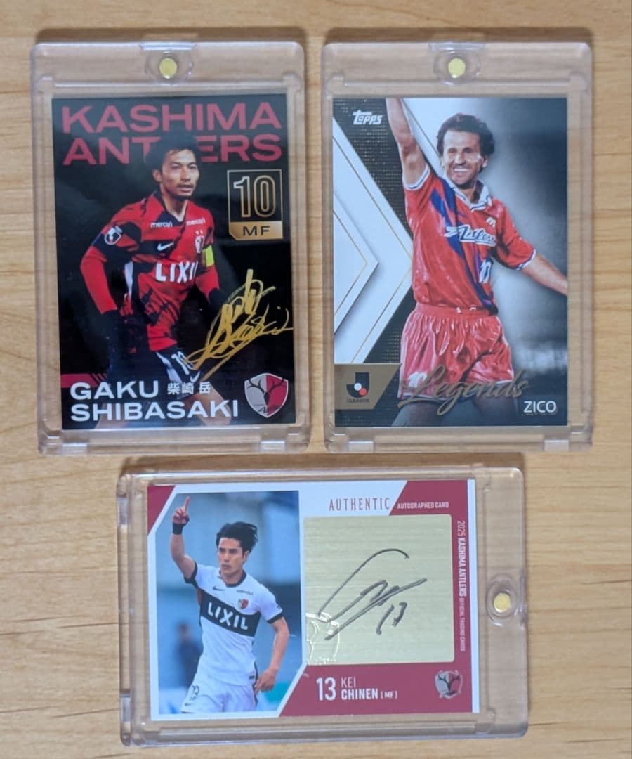 【鹿島アントラーズ】知念慶選手直筆サインカード、神様ジーコ、柴崎選手カードセット