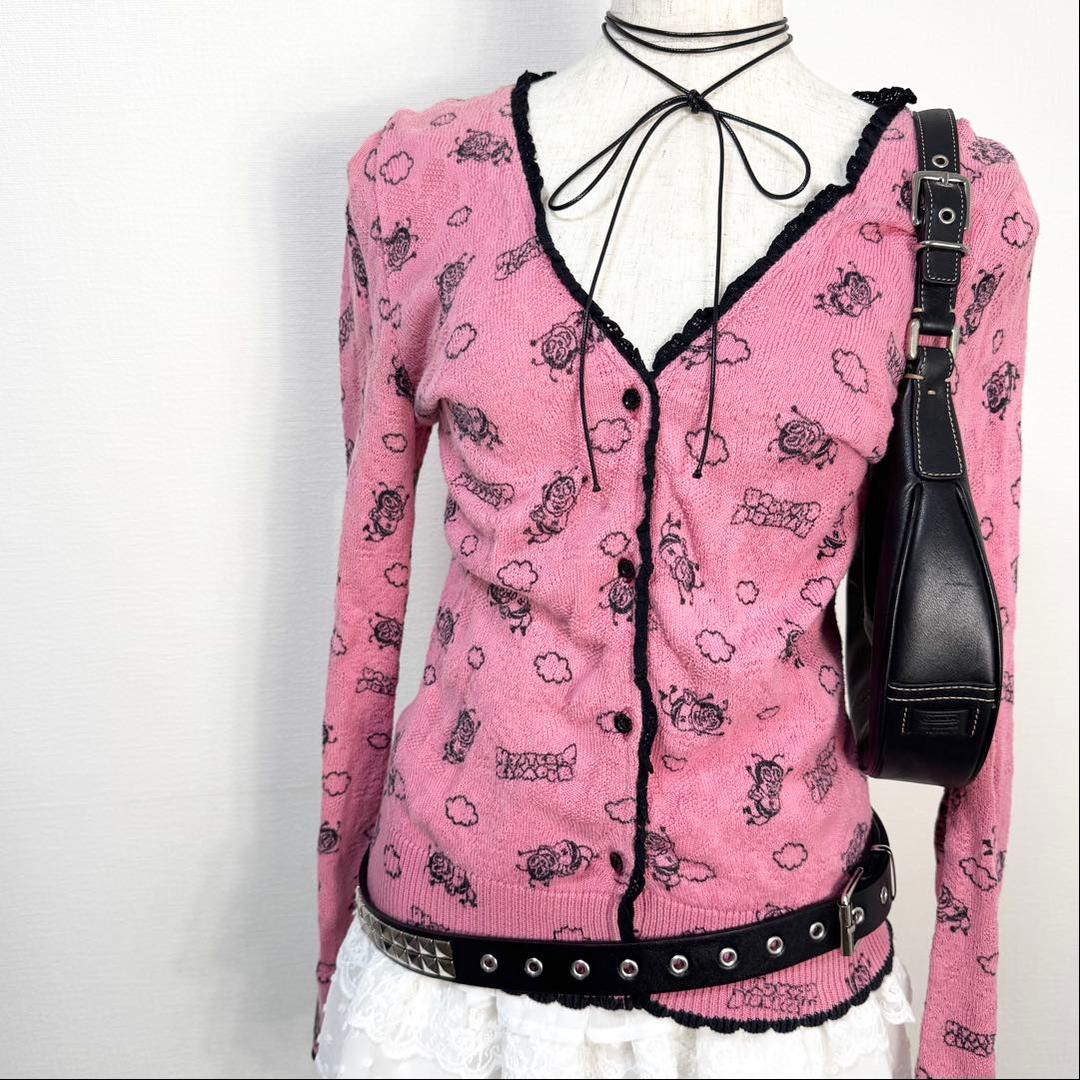 y2k❤️ 00s HYSTERIC GLAMOUR bee ロゴ カーディガン