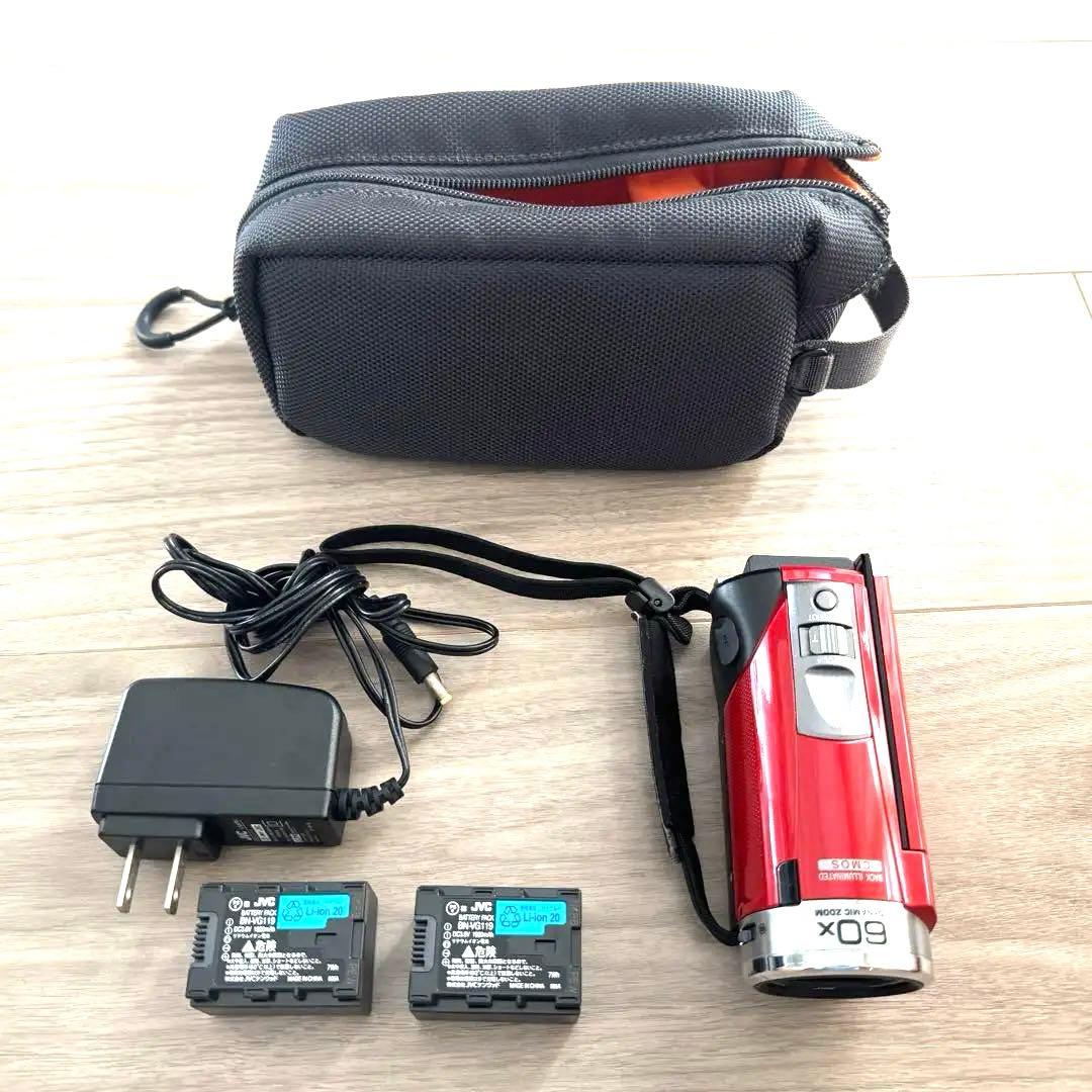JVC GZ-E750-R 赤 本体 充電器・バッテリー2個・ケース付き
