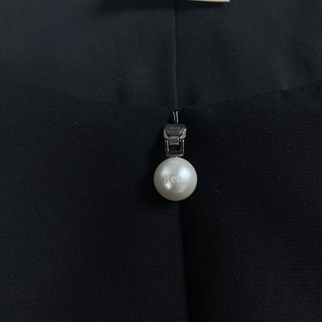 Rene ルネ　フロントジップ　フレアワンピース　半袖　32