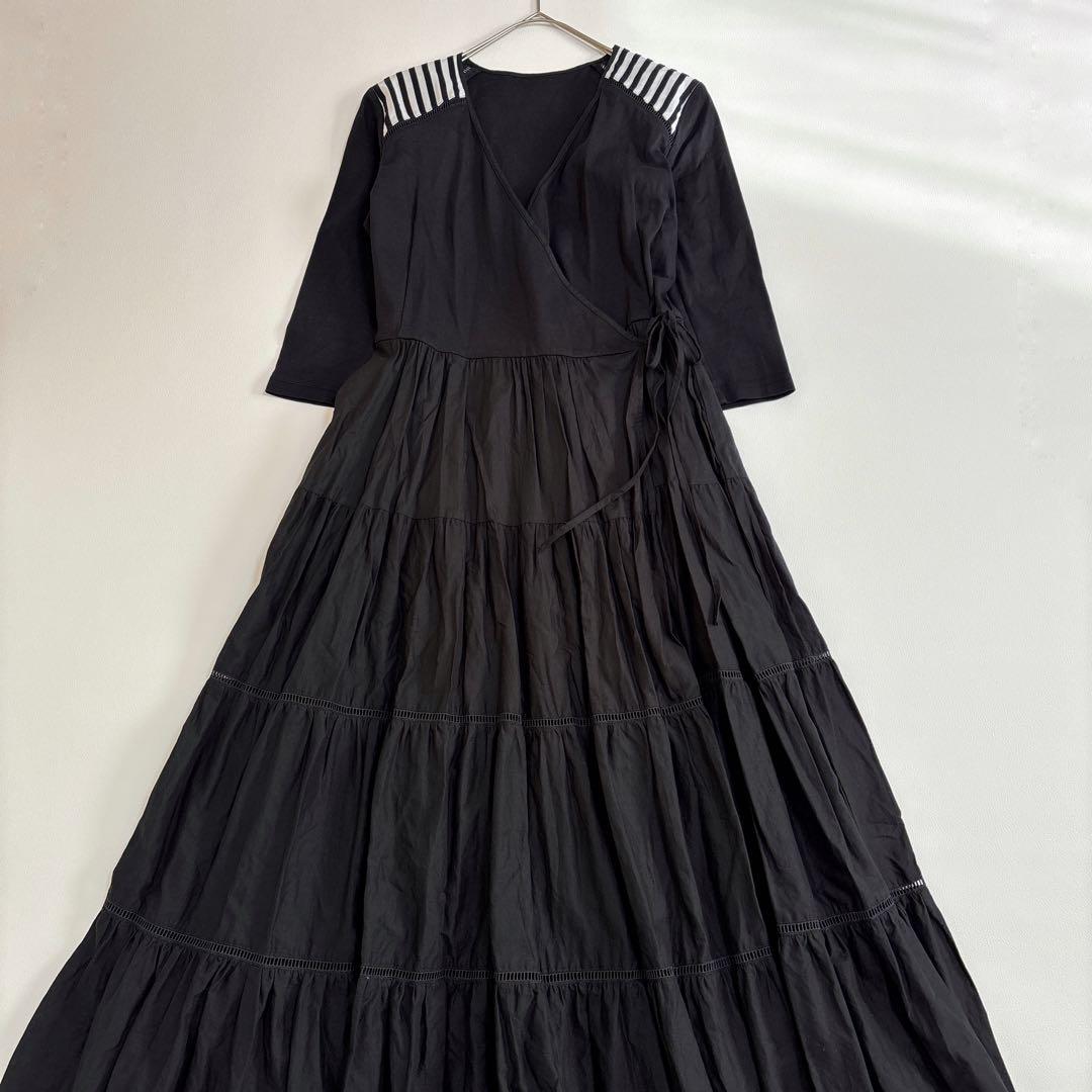【美品✨】ボーダーズアットバルコニー バレリーナマキシドレスワンピース ブラック