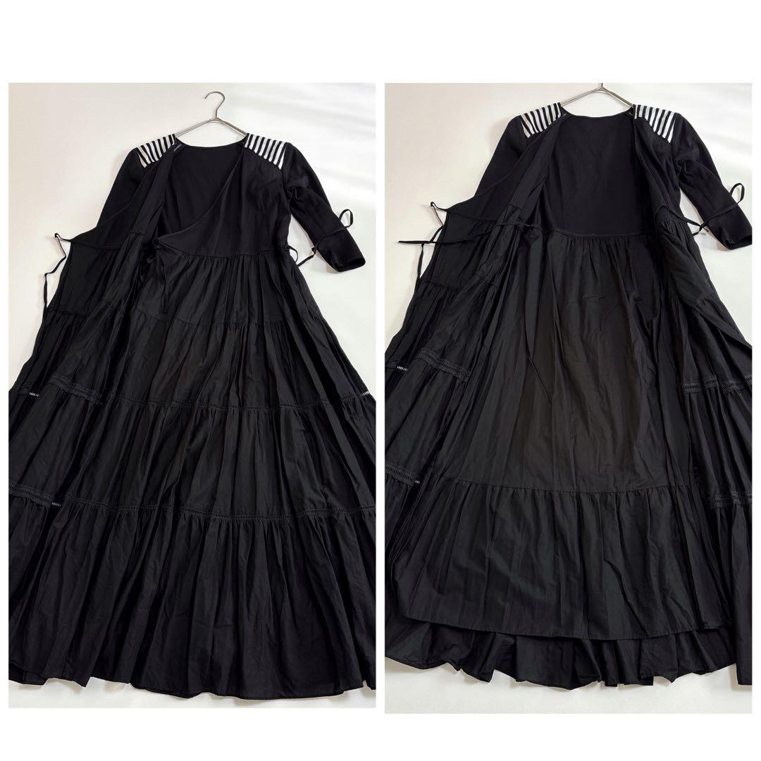 【美品✨】ボーダーズアットバルコニー バレリーナマキシドレスワンピース ブラック