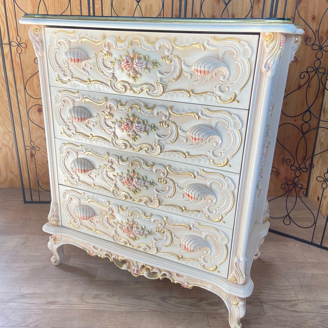 4段チェスト　ロココ調　猫脚 プリンセス ヨーロピアン 姫系③