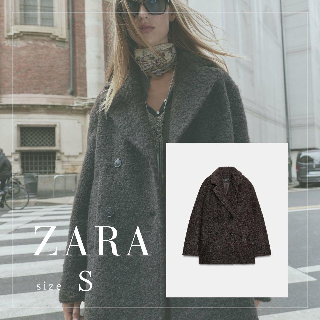 ZARA ブークレダブルブレストミディ丈コート S 新品