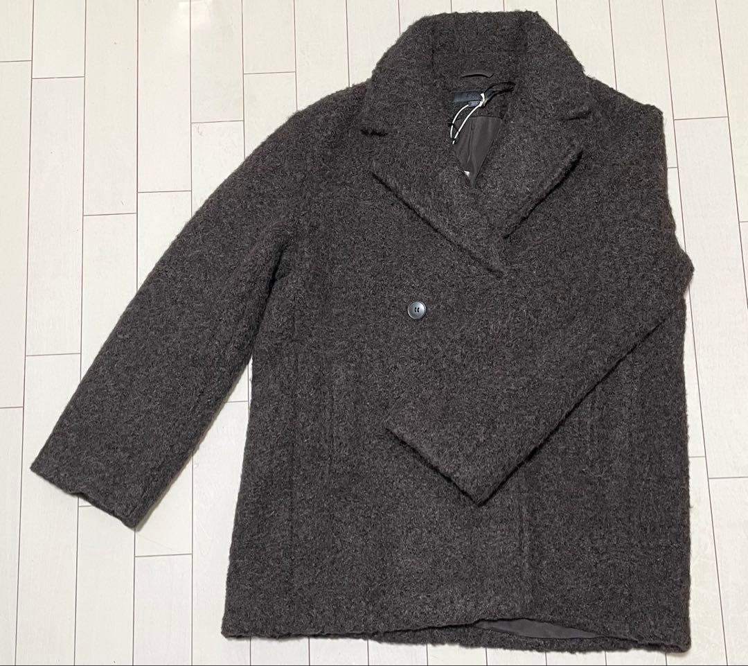 ZARA ブークレダブルブレストミディ丈コート S 新品