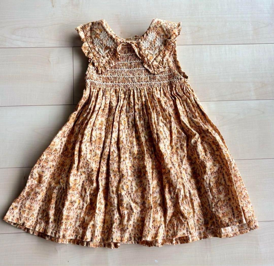 Apalina 花柄ノースリーブワンピースフリルドレス 3-5Y