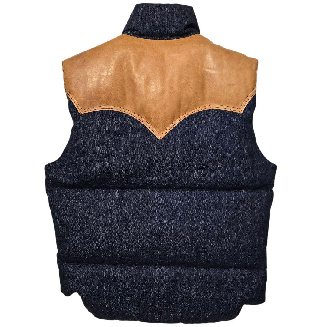 ロッキーマウンテンフェザーベッド ウエアハウス ダウンベスト デニム 馬革 40