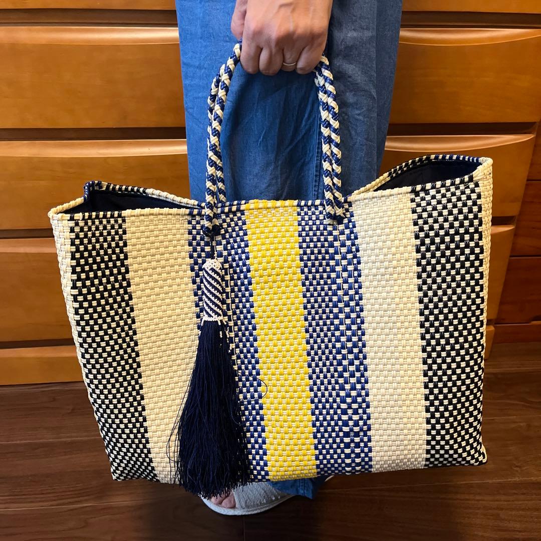 【即購入可】 メルカドバッグ　メキシコ　オアハカ産　Lサイズ　チャーム付き