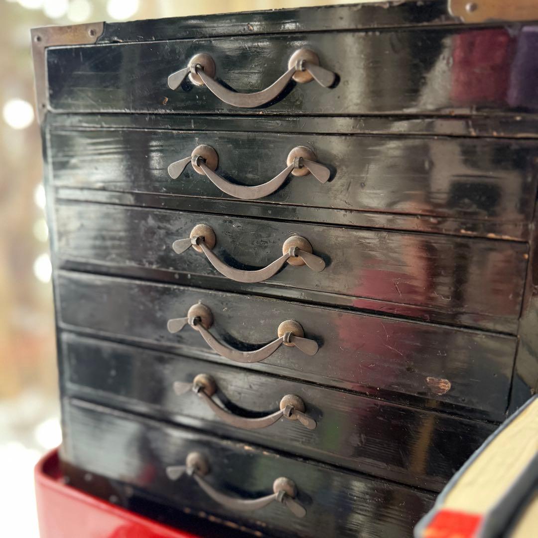 2173様感謝‼️JAPAN手文庫江戸明治期提手付小抽斗収納経典5冊霊鑑1冊　1竿