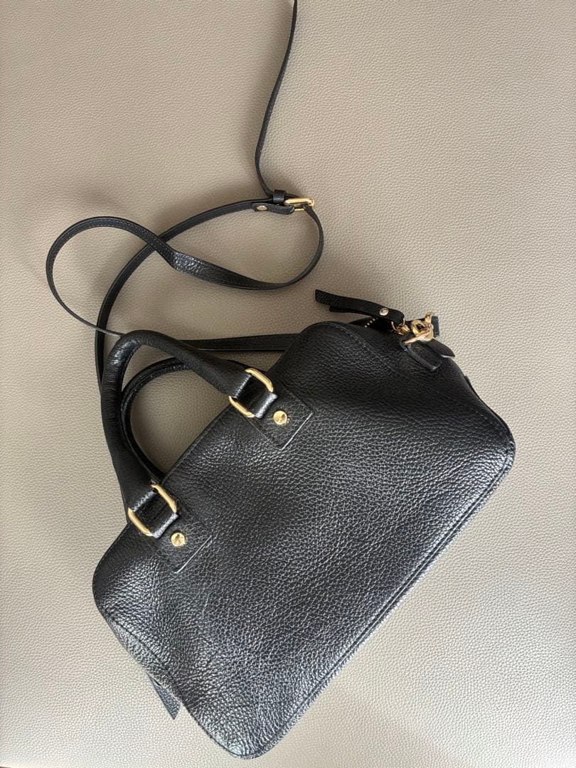 maxmara 牛革 ハンドバッグ ショルダー 黒 マックスマーラ ボストン