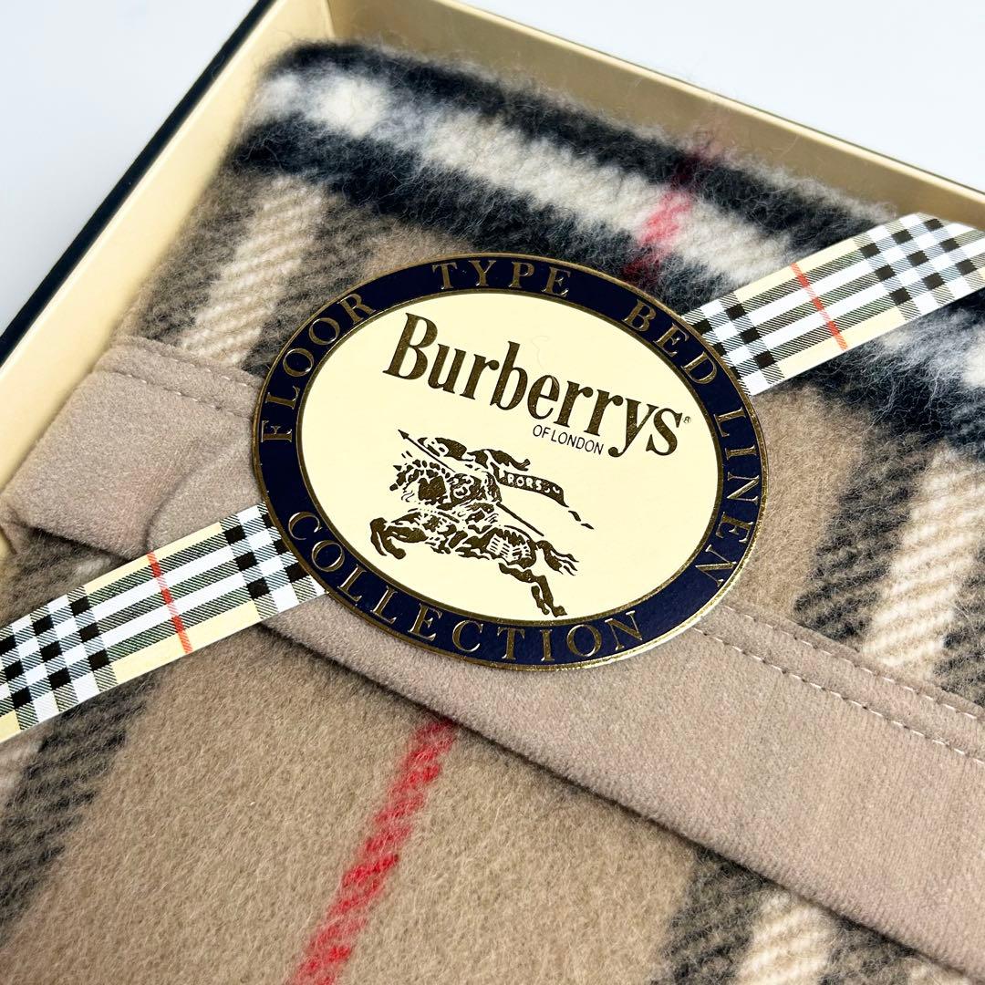 未使用✳︎バーバリーズ/ラムMIX純毛毛布/ノバチェック柄/ホースロゴ刺繍/寝具
