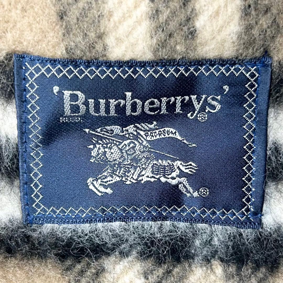 未使用✳︎バーバリーズ/ラムMIX純毛毛布/ノバチェック柄/ホースロゴ刺繍/寝具