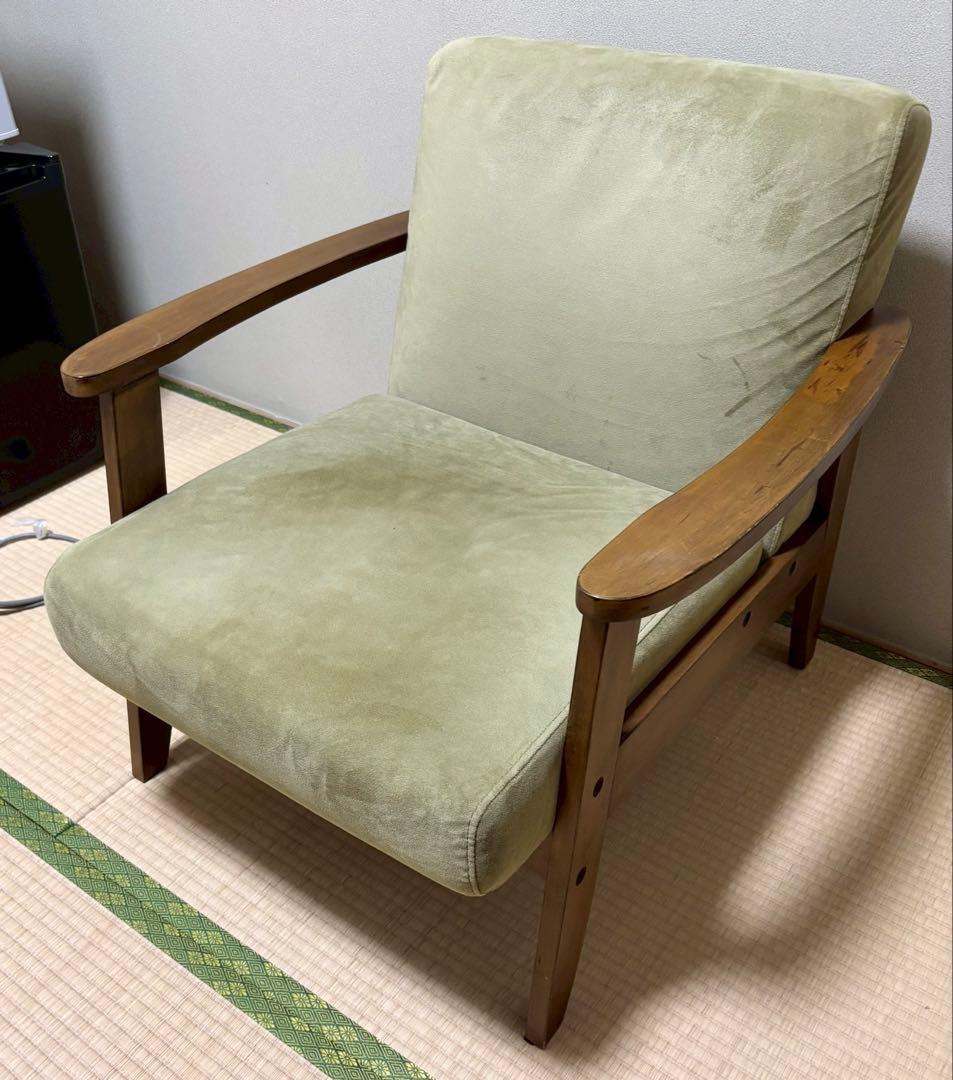 NOCE ソファ 北欧 レトロ 木製 モケットソファ 1人 中古 アンティーク