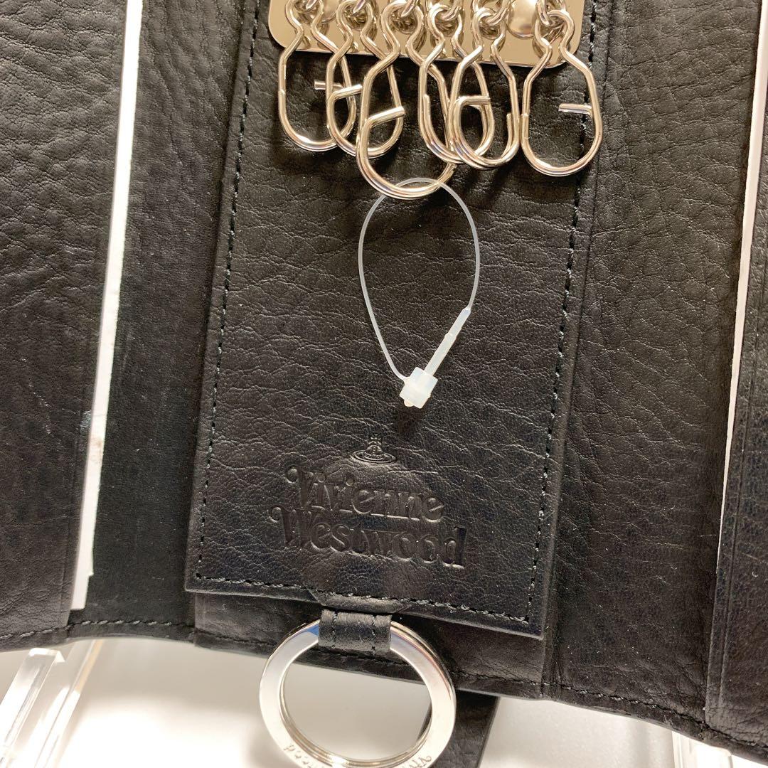 【新品】ヴィヴィアンウエストウッド キーケース6連小銭入れ付ワックスドレザー　黒