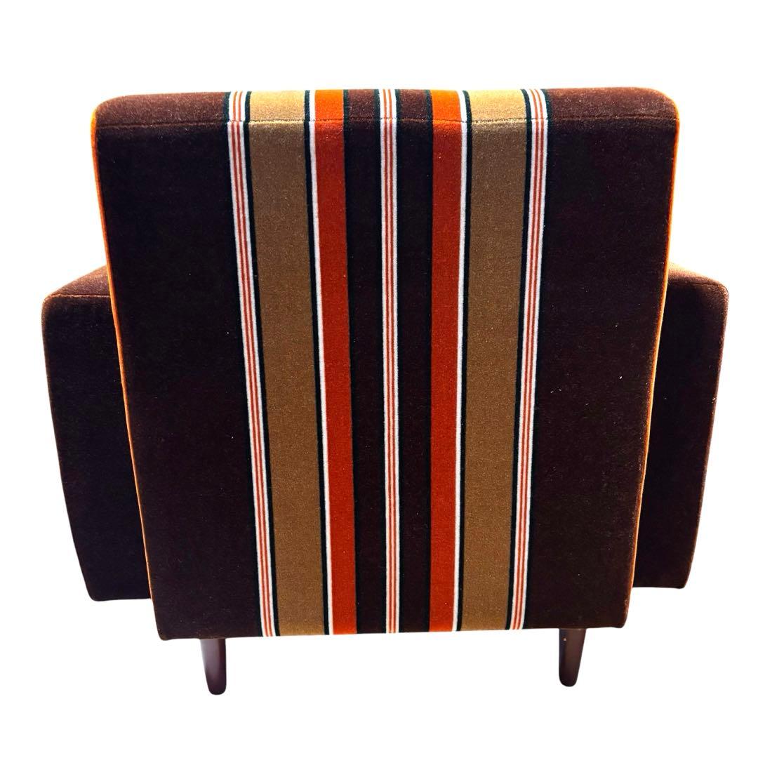 【レトロ】モケットストライプ　ソファ　チェア　1人掛　たのメル便
