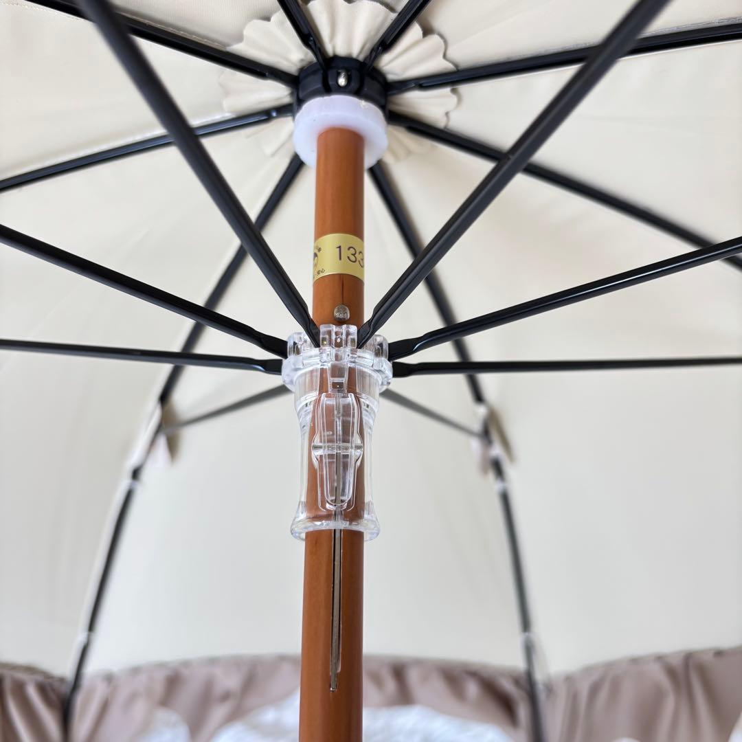 未使用　グレイシー　ムーンバット　日傘　フリル　ベージュ　晴雨兼用　バイカラー