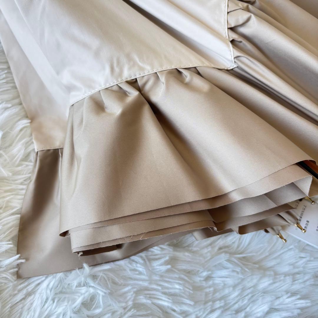 未使用　グレイシー　ムーンバット　日傘　フリル　ベージュ　晴雨兼用　バイカラー