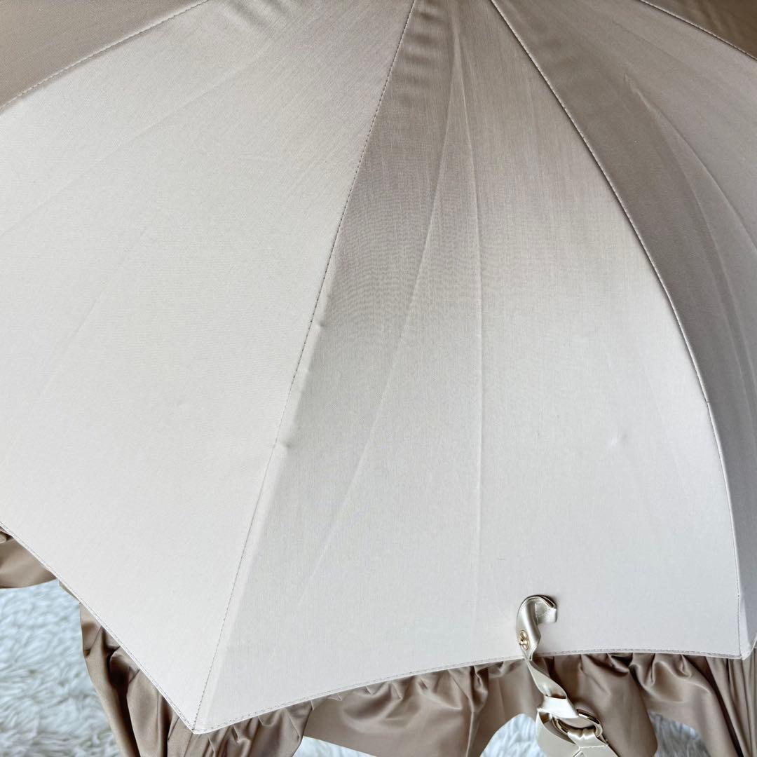 未使用　グレイシー　ムーンバット　日傘　フリル　ベージュ　晴雨兼用　バイカラー