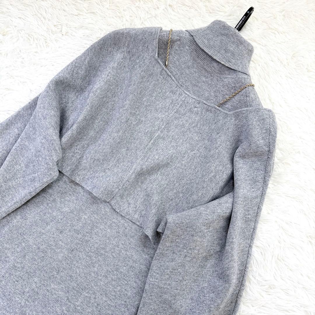 ピンキーアンドダイアン　レイヤードニットワンピース　カシミヤ混　グレー　38