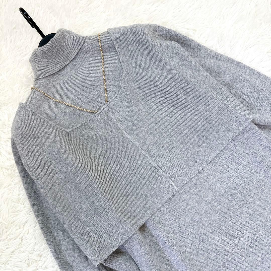ピンキーアンドダイアン　レイヤードニットワンピース　カシミヤ混　グレー　38