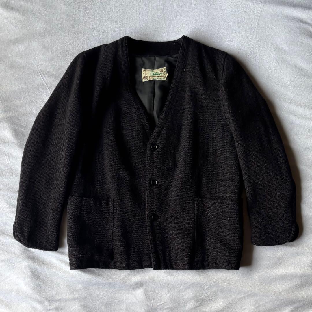 60〜70s vintage wool collarless jacket