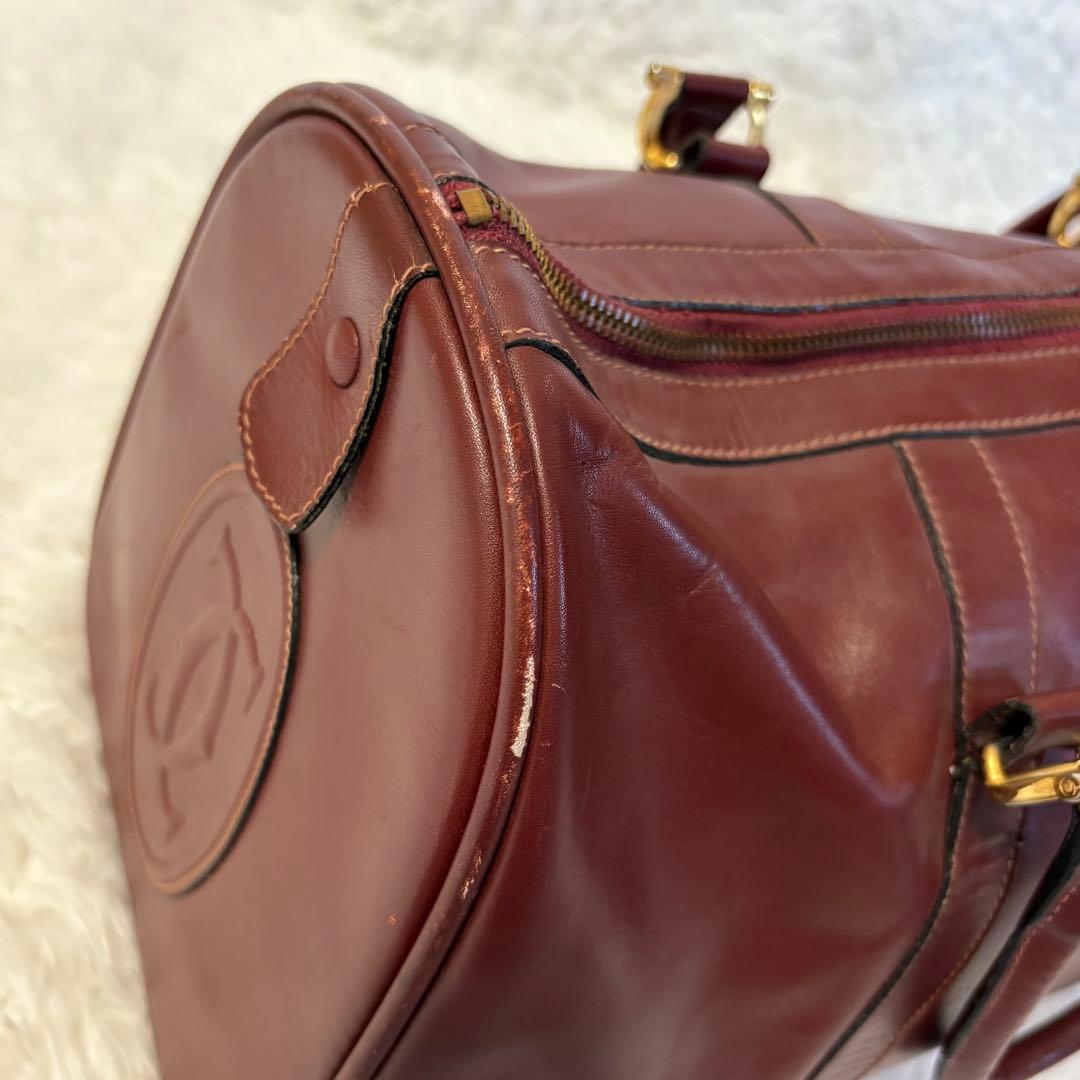 Cartierカルティエ ボストンバッグ マストライン 南京錠あり バーガンディ