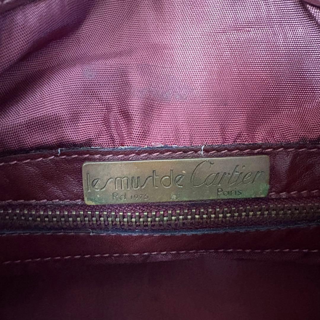 Cartierカルティエ ボストンバッグ マストライン 南京錠あり バーガンディ